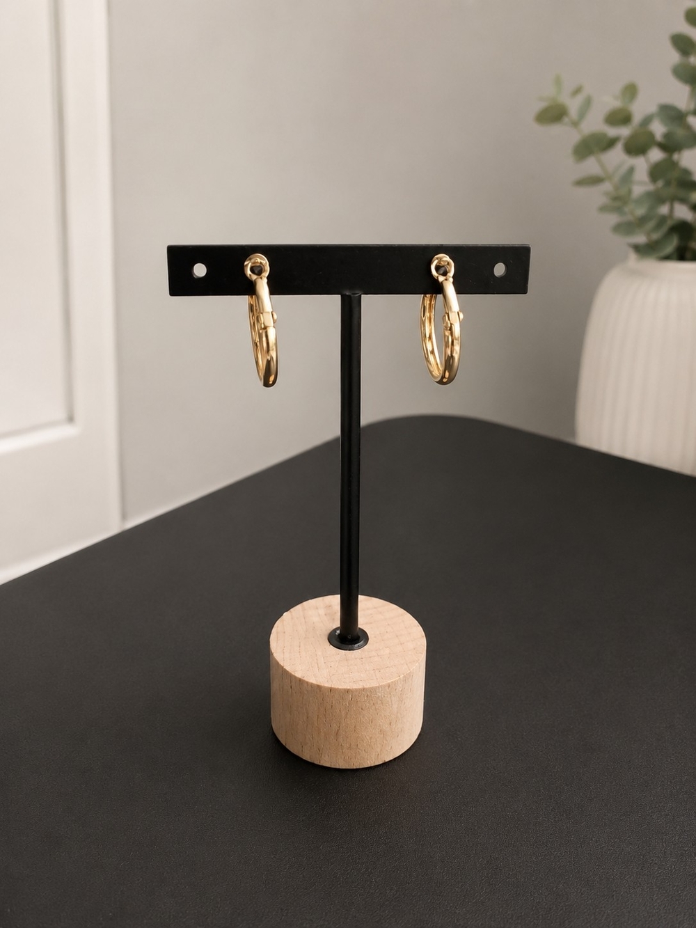 Classic Gold Hoop Earrings for Women - Polished Gold Finish - Picture 3 of 5